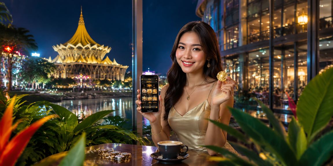 Pemain mengakses kasino dalam talian gk5 melalui telefon pintar di Sarawak